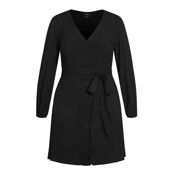 CCX City Chic Black Button Down Long Sleeve Relax Me Dress 14 NWT - Picture 2 of 7